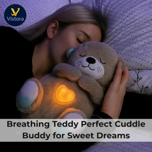 Breathing Teddy Bear with Soothing Music™ – Anxiety Relief Plush Toy for Kids & Adults - Vistora